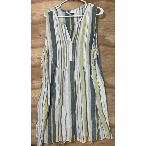 SONOMA woman 2x Stripe Linen Rayon Blend Tunic Dress Pockets Boho - Picture 1 of 9